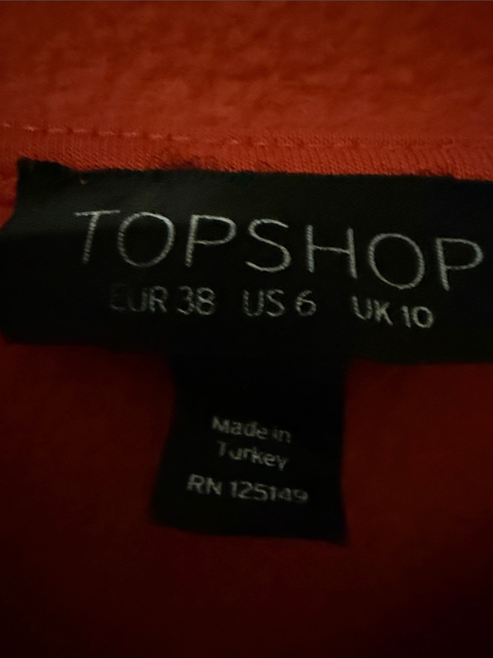 Nordstrom Topshop Deep Coral Crewneck Hoodie with Small Heart Embroidery size 6 - Picture 2 of 4